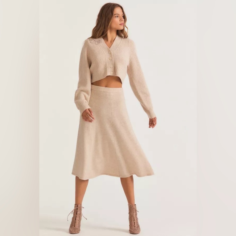 LoveShackFancy Hardin Midi Cashmere Skirt